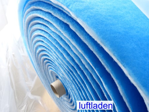 Filtervlies G4 EU4 Luftfiltermatte Filterrolle Vliesrolle Weiß/Blau 17-20mm 1x4m 