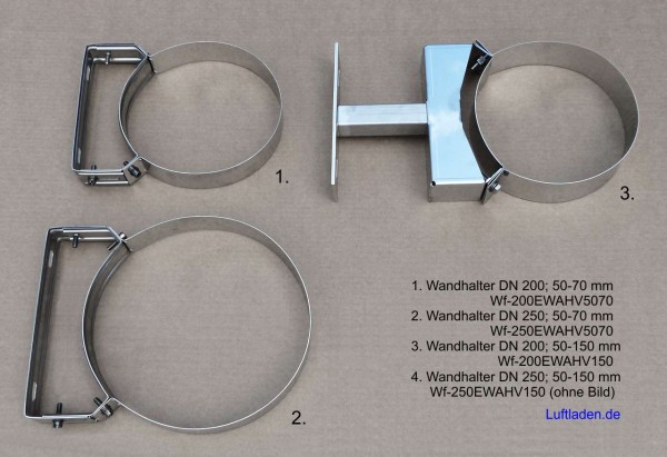 Wandhalter Edelstahl DN 200 / DN 250