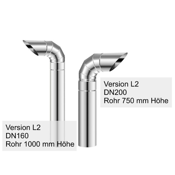 Lufteinlass Edelstahl Typ L2 DN160 L=1000mm ohne Wandhalter