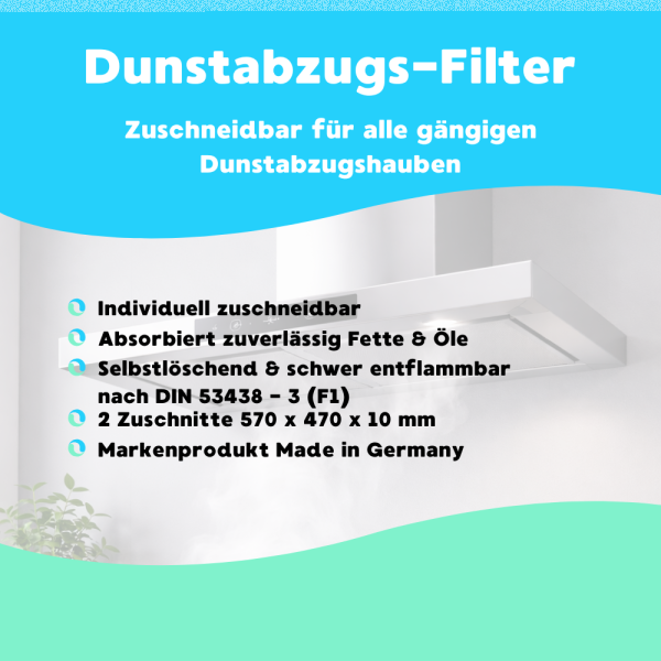 Filtervlies Dunstabzugshaube, Fettfilter - zuschneidbar, d=10mm