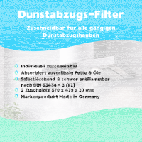 Filtervlies Dunstabzugshaube, Fettfilter - zuschneidbar, d=10mm